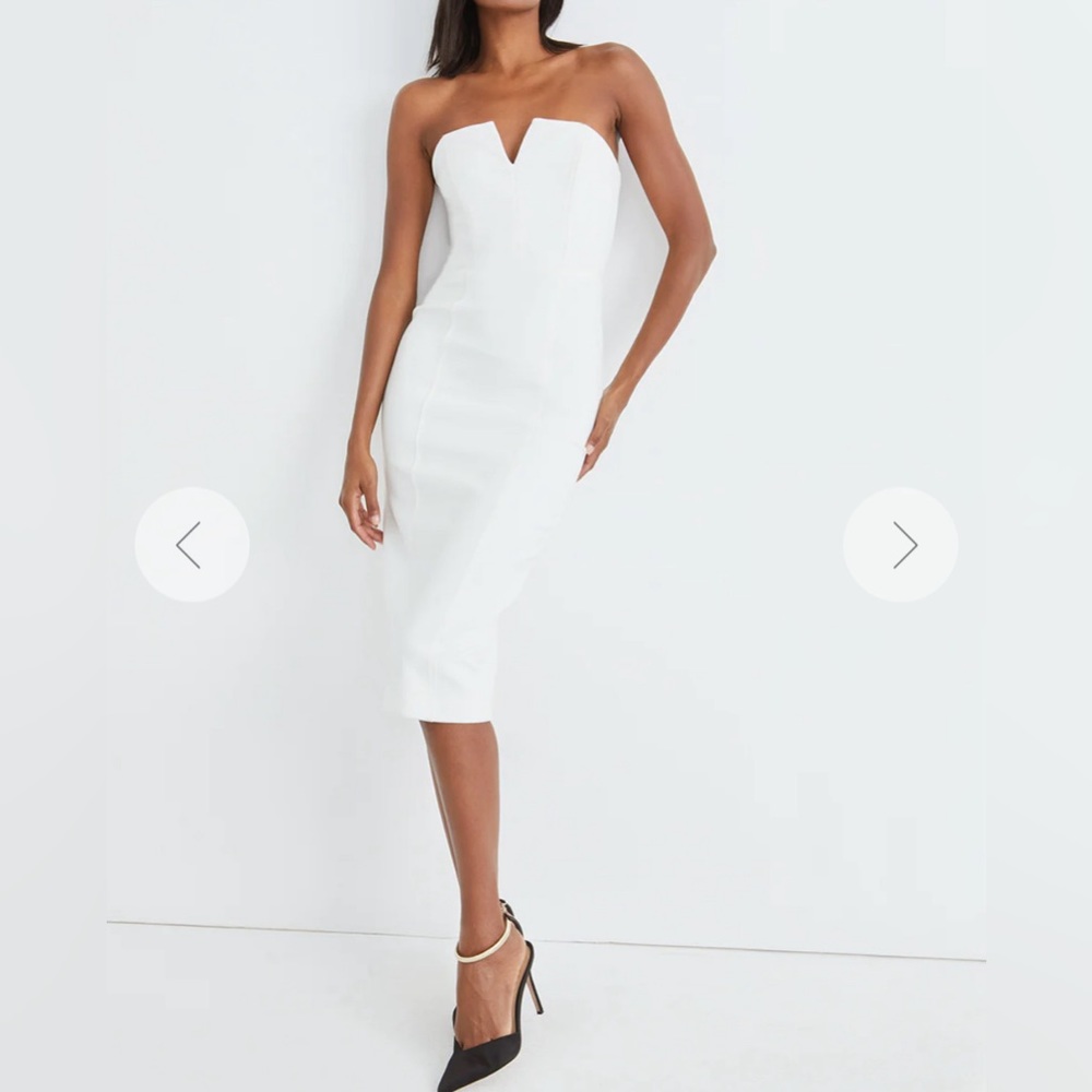 Veronica Beard Nabi strapless white midi cocktail dress